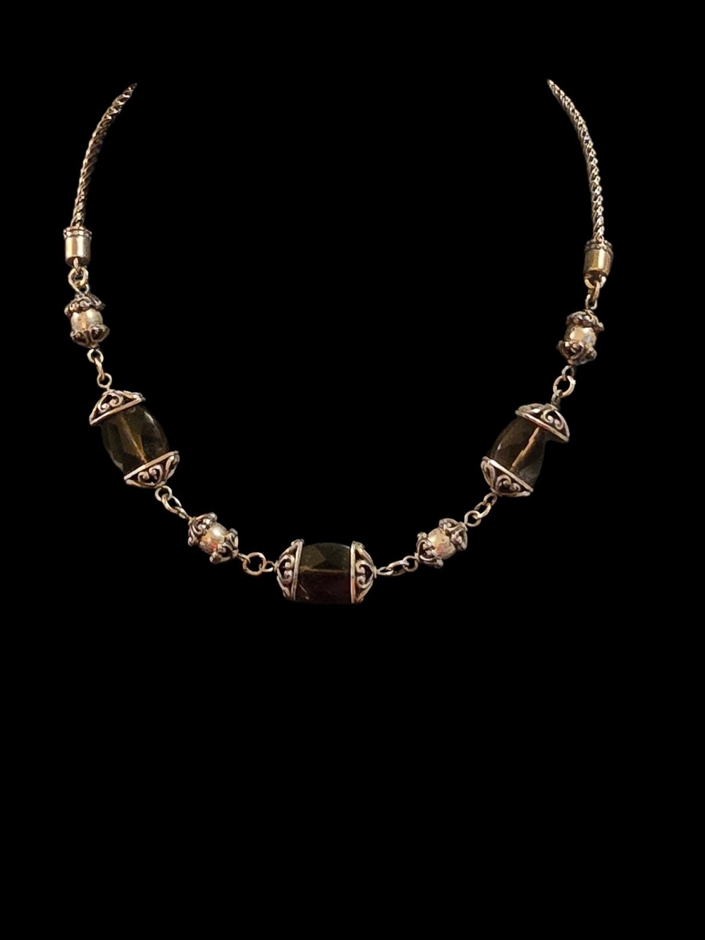 Brighton "Night Mist" Smoky Quartz Silver-Plated Necklace.